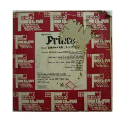 LP records for sale in India: Prince old Bollywood vinyl LP back cover