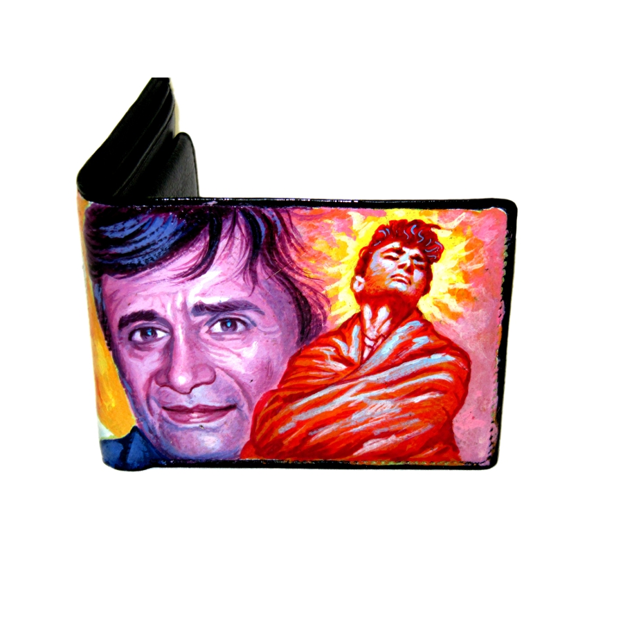 Hand painted wallet inspired by Bollywood movie posters art