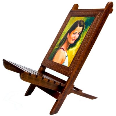 Funky hand painted chairs with a celebrity portrait Bollywood poster style!