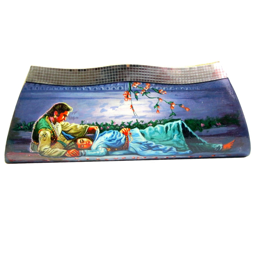 Hand painted wallet purse featuring Bollywood movie poster art for sale!