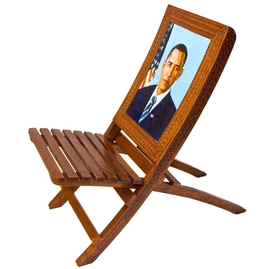 Obama chair painting: Hand painted furniture for sale in India