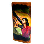 Hand painted clutch purse for sale featuring Bollywood movie poster art