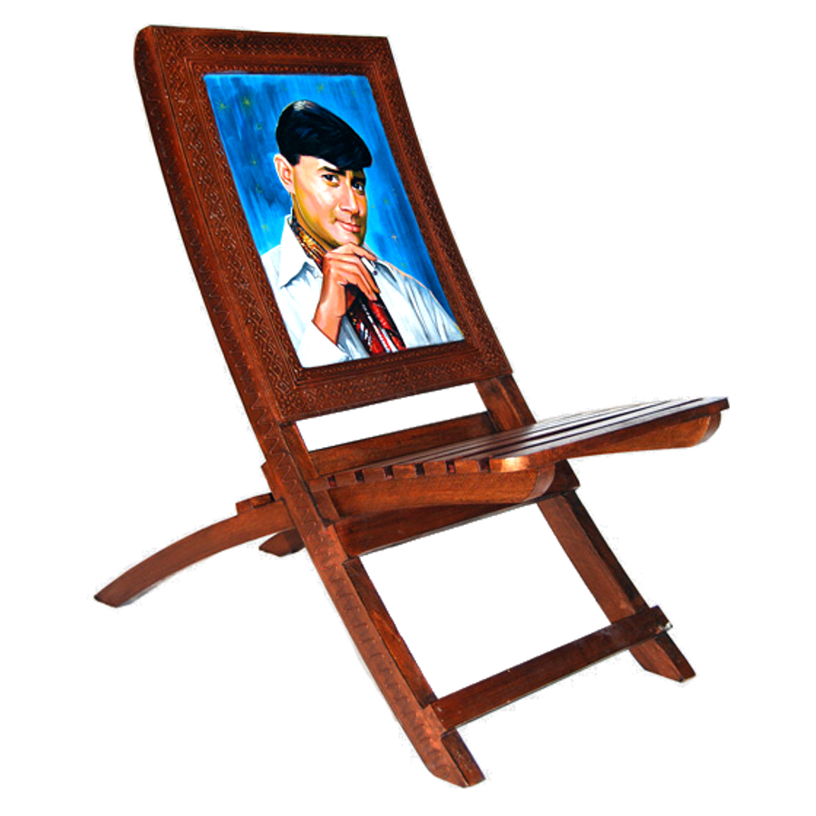 Quirky hand painted furniture for sale: Bollywood celebrity portrait chair
