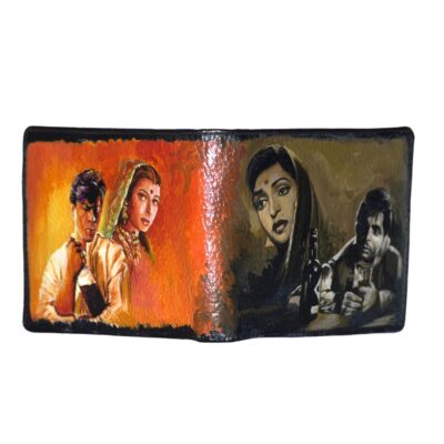 Hand painted wallet with old Bollywood poster art