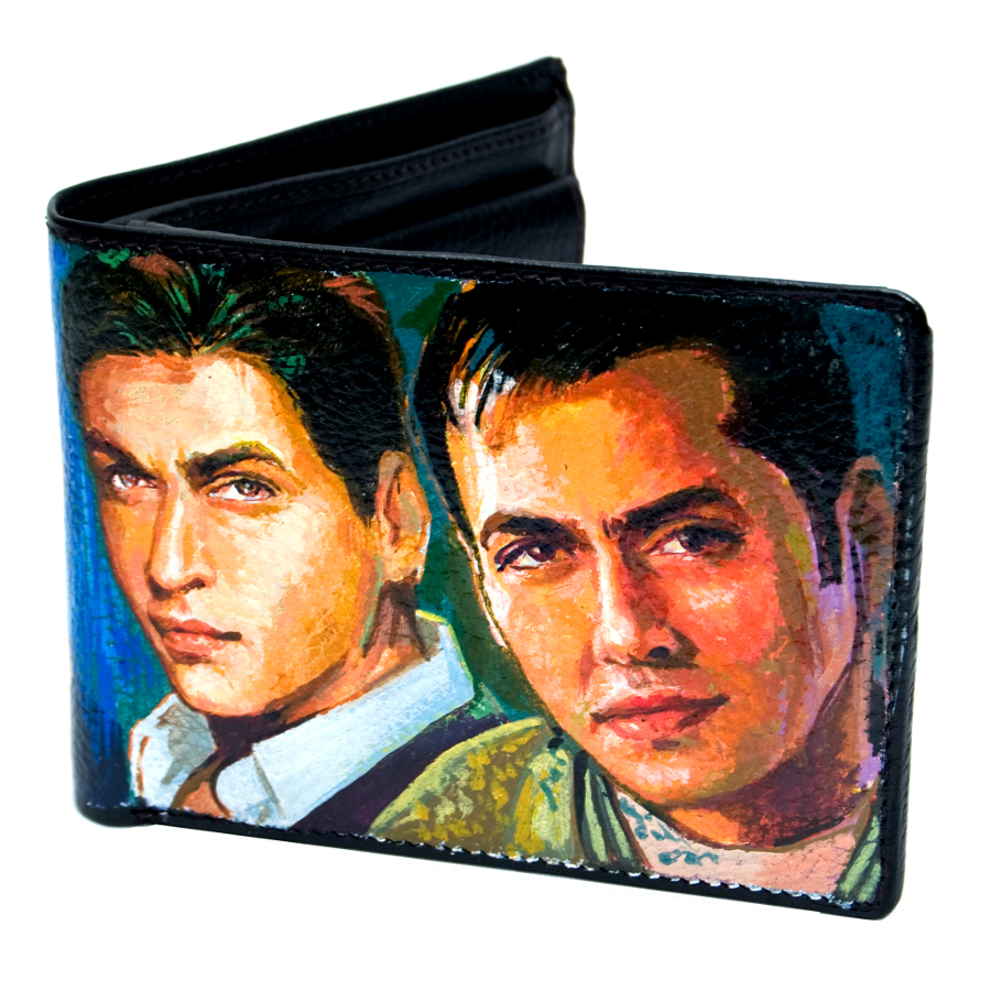 Hand painted wallet crafted by Bollywood movie poster artists