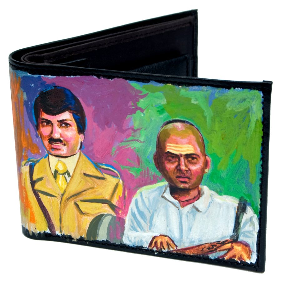 Bollywood movie merchandise: hand painted leather wallets