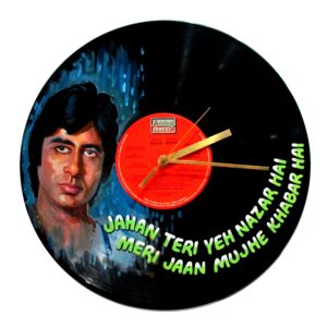 Vinyl record artwork album clock: Kaalia Amitabh old Bollywood LP for sale