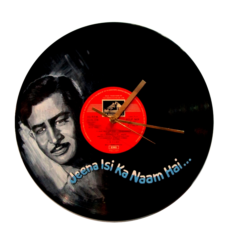 Vinyl record art painting clock: Anari Raj Kapoor old Bollywood LP for sale