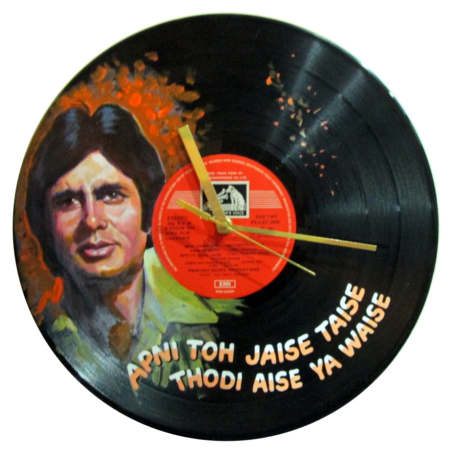 Painted records clock: Laawaris Amitabh Bollywood vinyl records for sale