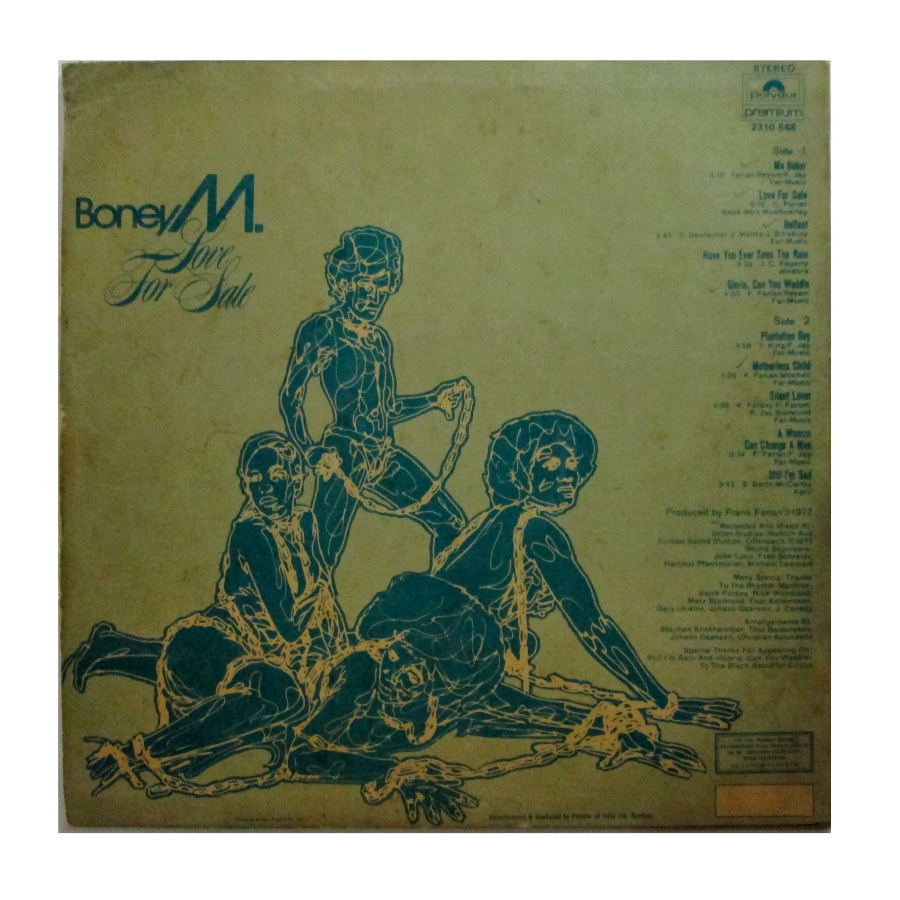 Vinyl record clocks: Boney M Love For Sale jacket back