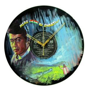 Hand painted vinyl art clock Upkar Manoj Kumar old Bollywood vinyl record