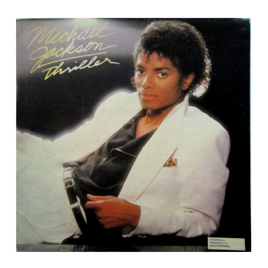 Clocks made from old vinyl records: Thriller Michael Jackson LP front jacket