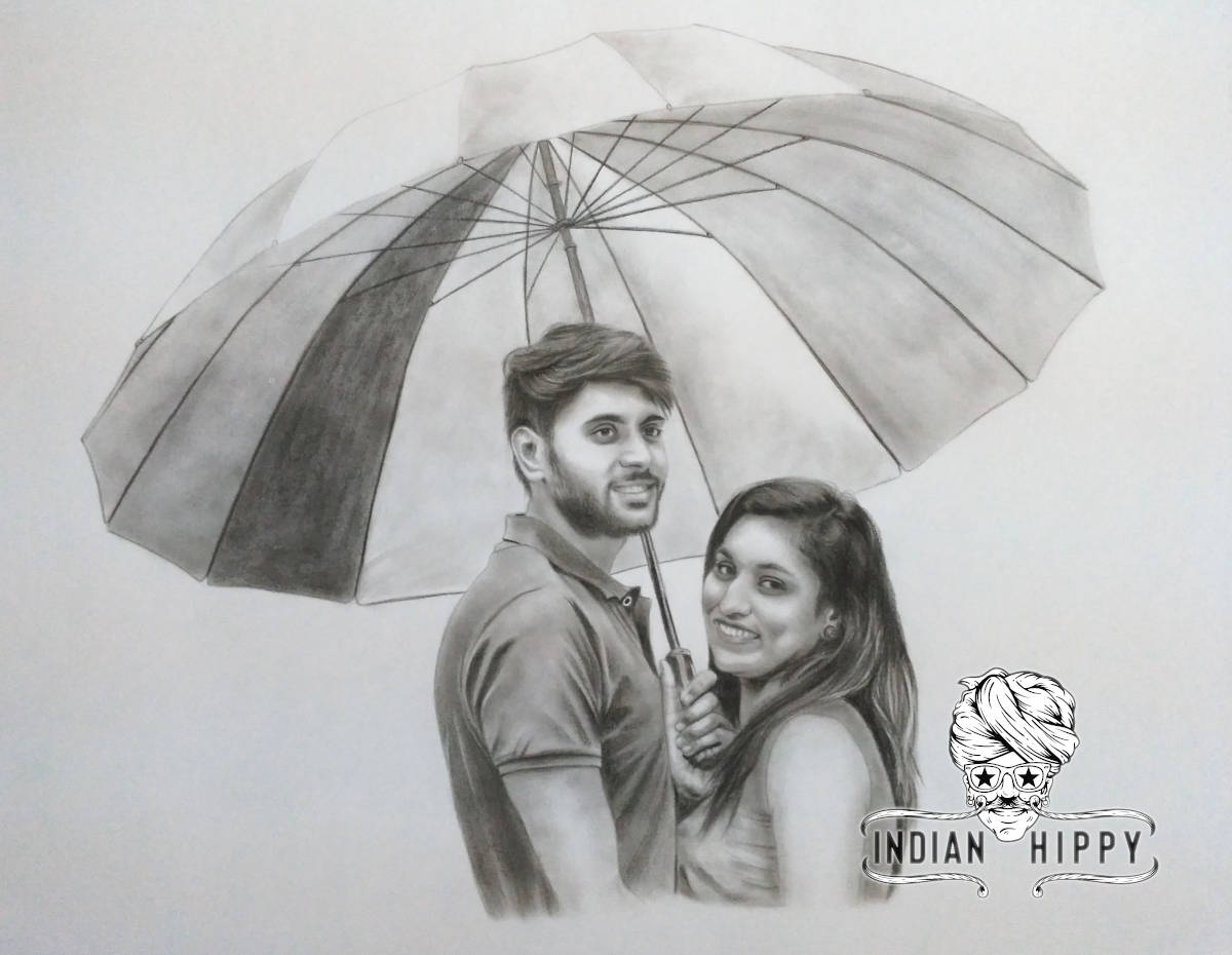 Order pencil portrait online handmade by charcoal sketch artists in India