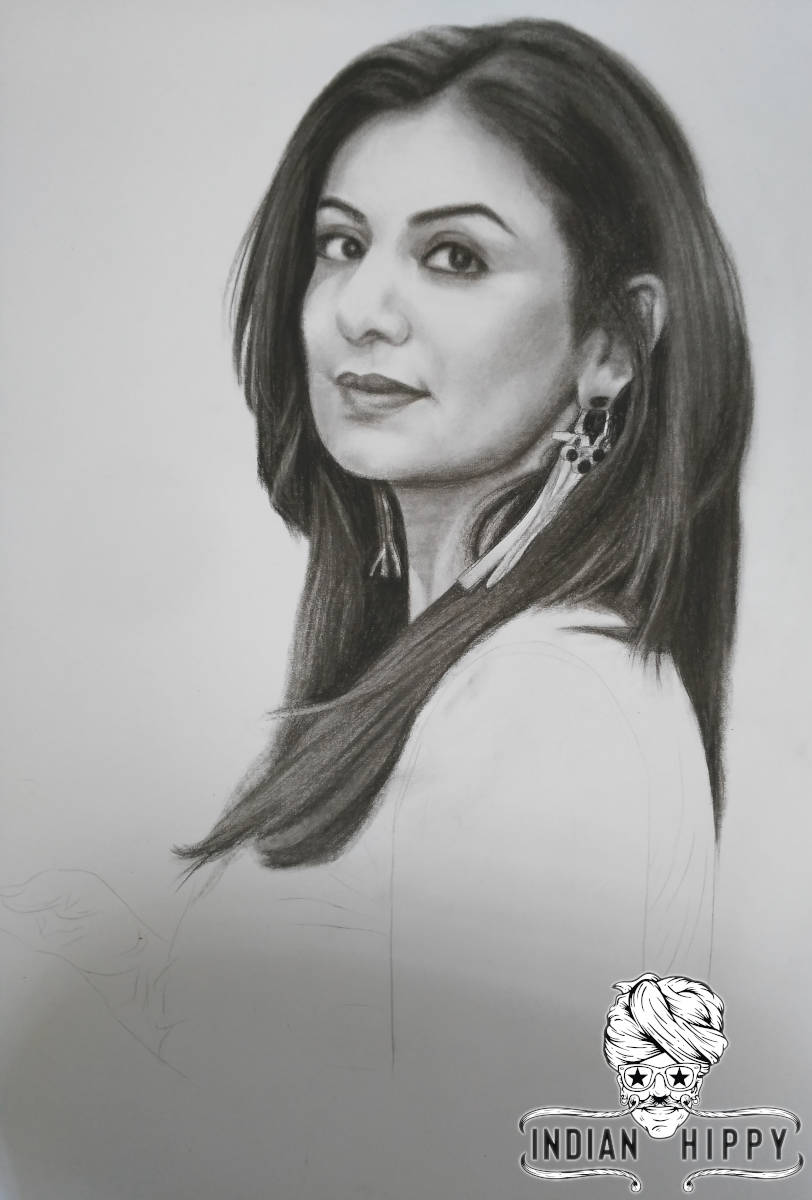 The most beautiful indian actress  Meenakshi sketch art  Facebook